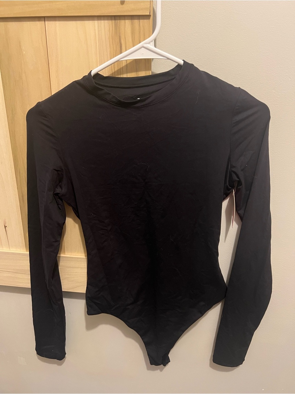 Women's Black Long-Sleeve Crew Neck Bodysuit